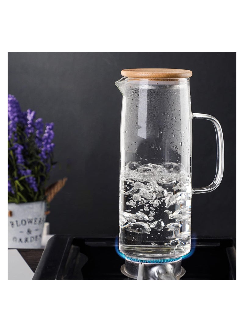 Glass Carafes Glasses Water Jug Container Water Pitcher With Bamboo Lids 1000ml/1500ml (1000ml)
