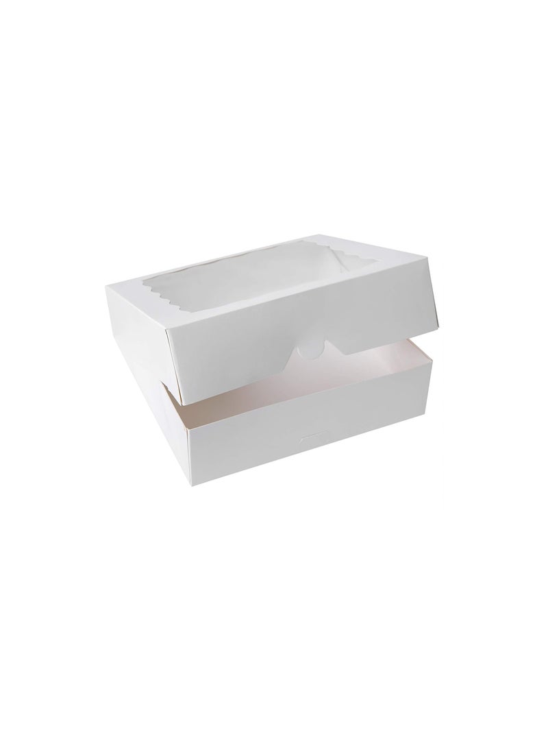 [15pcs]12inch White Bakery Boxes, 12x12x2.5inch Large Pie Boxes with PVC Window Natural Disposable Box for Cookie,Pack of 15 (White, 15)
