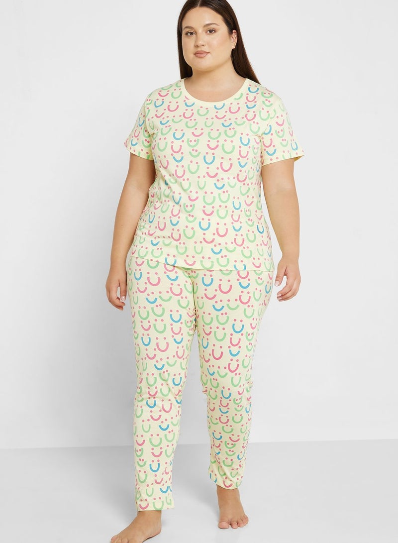 Graphic Nightwear T-Shirt And Pyjama Set