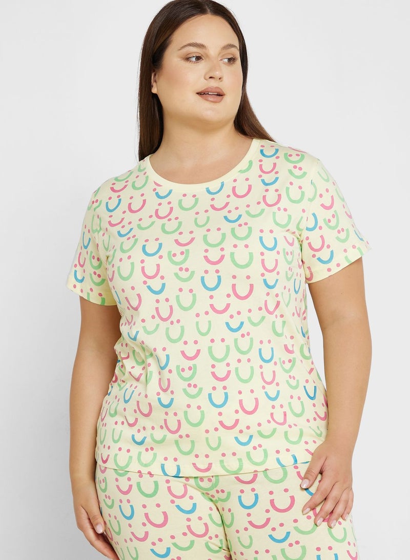 Graphic Nightwear T-Shirt And Pyjama Set