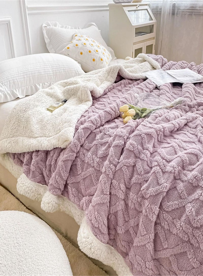 Home Thick Bed Blanket Double-sided Lamb Cashmere Fleece Plaid Blanket Winter Warm Throw Sofa Cover Newborn Wrap Baby Bedspread
