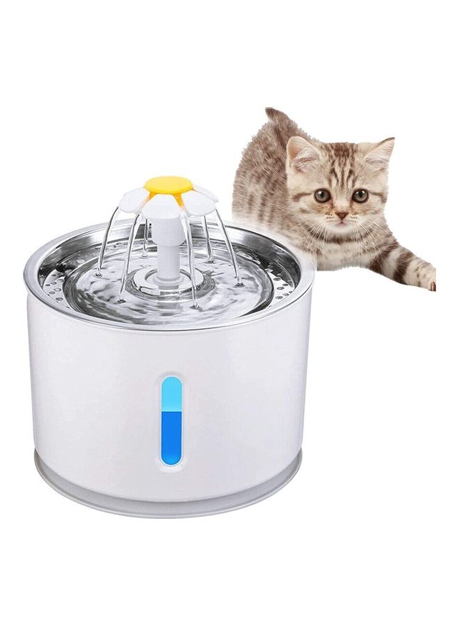 2.4L Automatic Cat Water Fountain with LED White/Silver