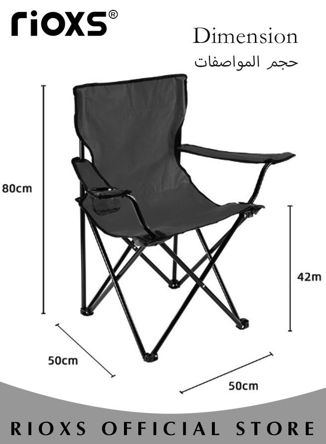 Portable Outdoor Padded Folding Chair Fast Folding With Oxford Cloth Storage Bag Camping Fishing Travel Hiking Garden Beach, Instant-Fold Camping Chair with Cup Holder & Carry Bag