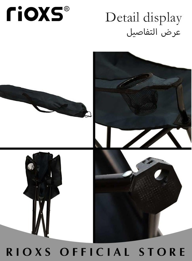 Portable Outdoor Padded Folding Chair Fast Folding With Oxford Cloth Storage Bag Camping Fishing Travel Hiking Garden Beach, Instant-Fold Camping Chair with Cup Holder & Carry Bag