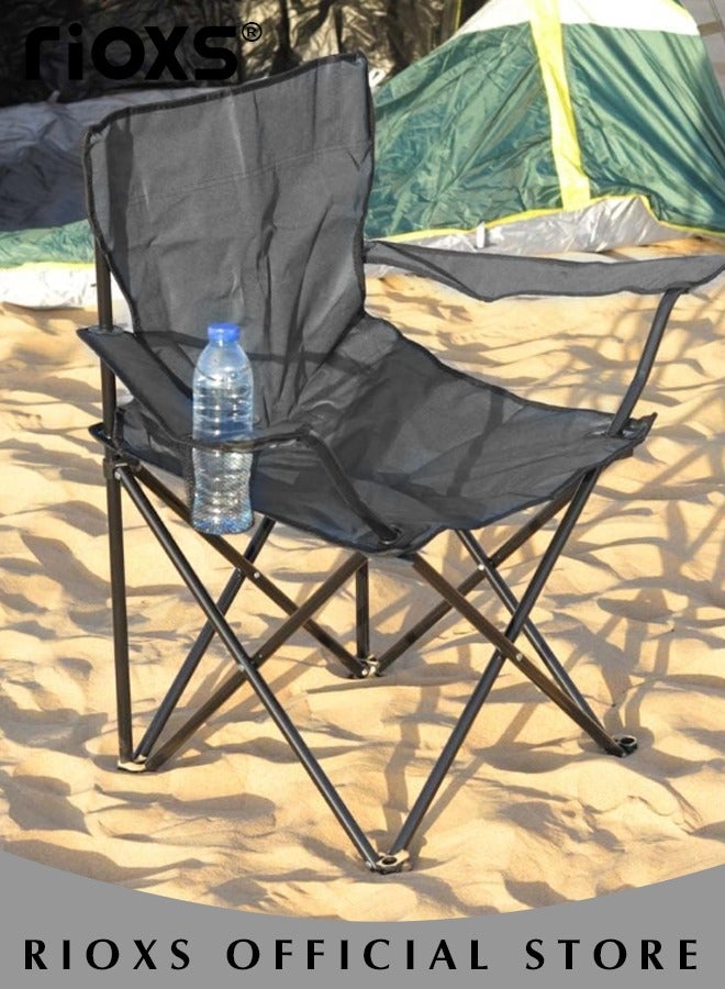 Portable Outdoor Padded Folding Chair Fast Folding With Oxford Cloth Storage Bag Camping Fishing Travel Hiking Garden Beach, Instant-Fold Camping Chair with Cup Holder & Carry Bag
