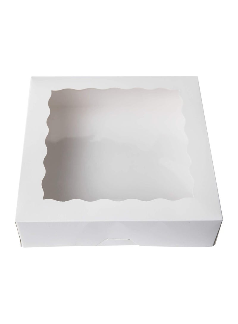 9inch White Cookie Bakery Boxes,Large Pie Boxes with PVC Window Natural Disposable box 9x9x2.5,Pack of 12