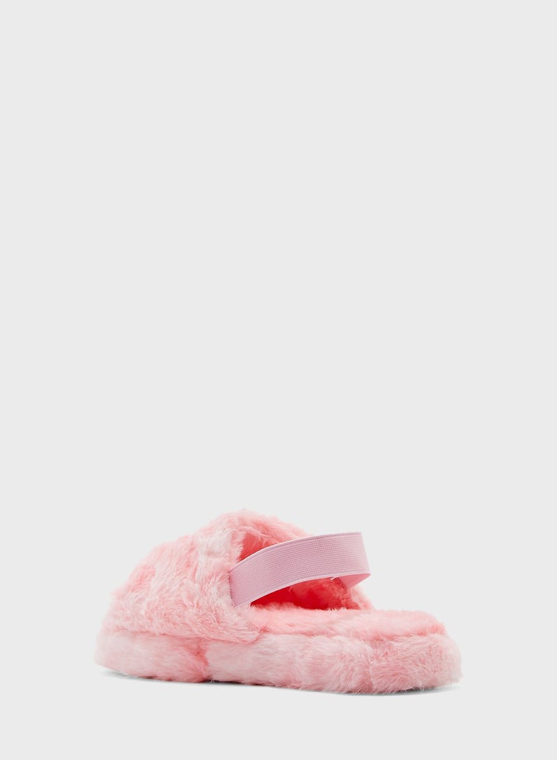 Quilted Furry Slingback Bedroom Slipper