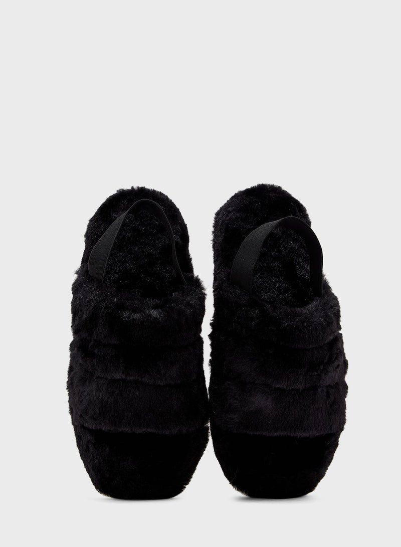 Quilted Furry Slingback Bedroom Slipper