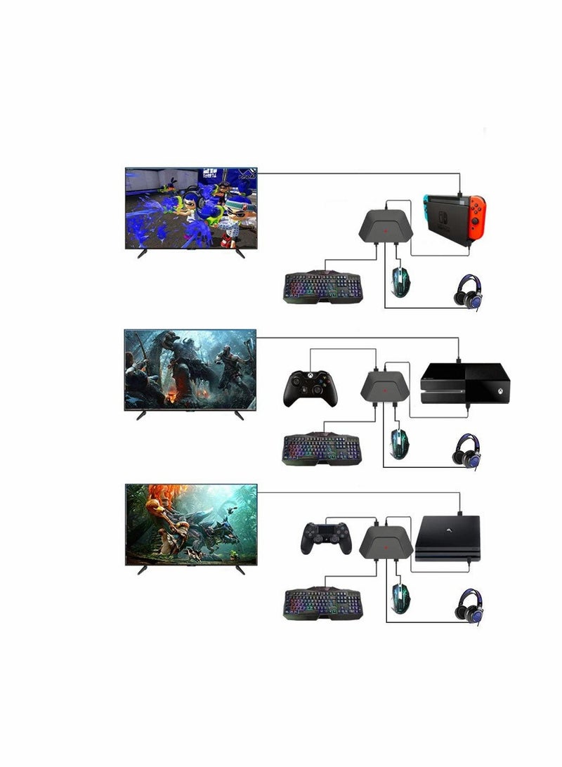 KASTWAVE Keyboard and Mouse Adapter with 3.5mm Audio Jack Compatible with for Nintendo Switch, for Xbox One, for PS4, for PS3. Perfect for Games Like for FPS, for TPS, for RPG and for RTS, etc.