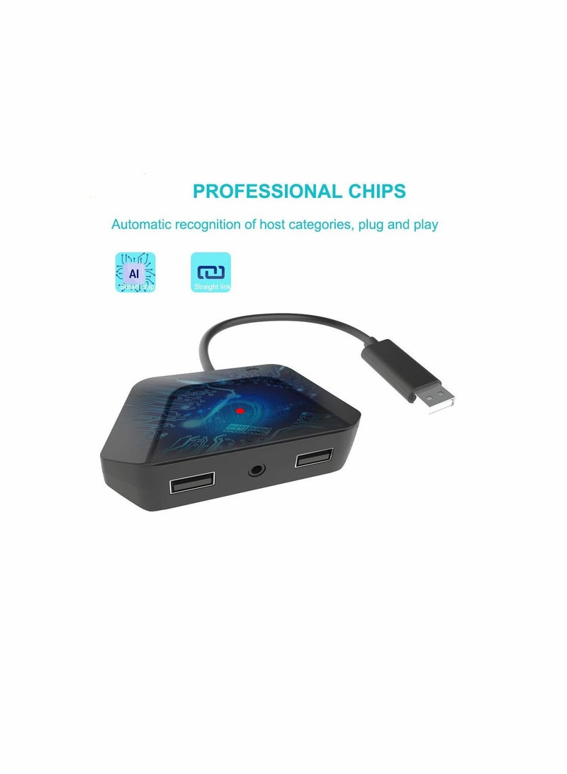 KASTWAVE Keyboard and Mouse Adapter with 3.5mm Audio Jack Compatible with for Nintendo Switch, for Xbox One, for PS4, for PS3. Perfect for Games Like for FPS, for TPS, for RPG and for RTS, etc.