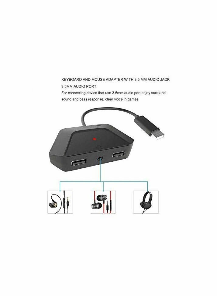 KASTWAVE Keyboard and Mouse Adapter with 3.5mm Audio Jack Compatible with for Nintendo Switch, for Xbox One, for PS4, for PS3. Perfect for Games Like for FPS, for TPS, for RPG and for RTS, etc.