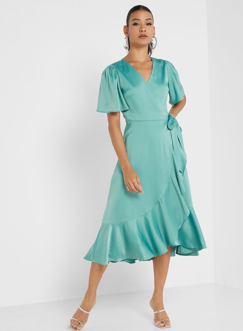 V-Neck Tie Detail Dress