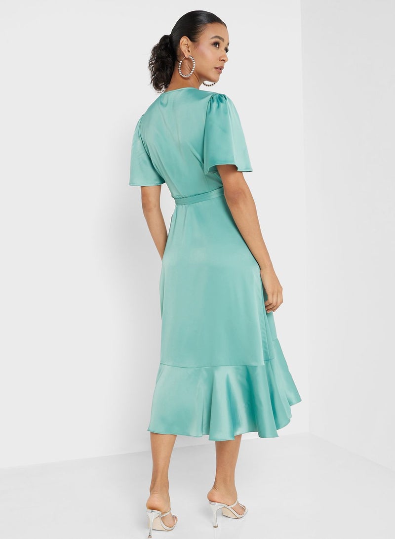 V-Neck Tie Detail Dress