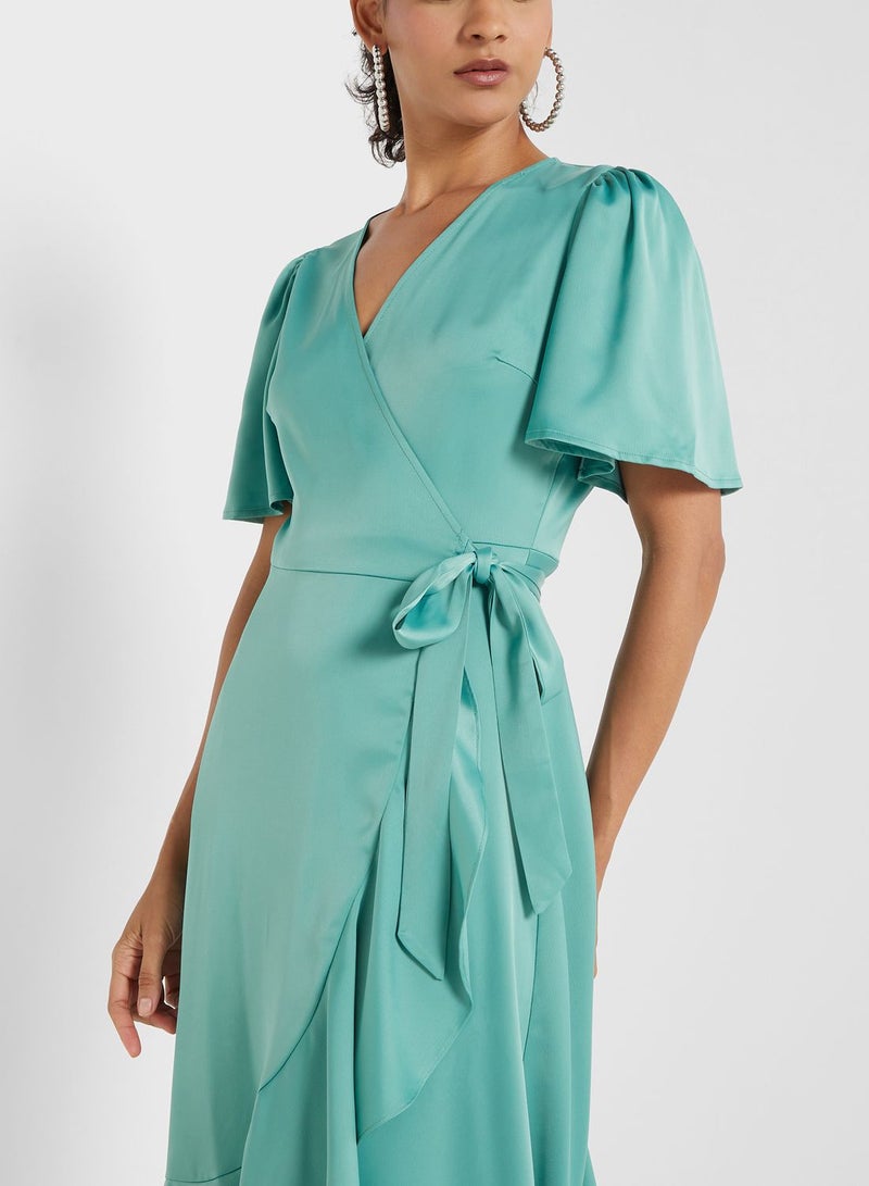 V-Neck Tie Detail Dress