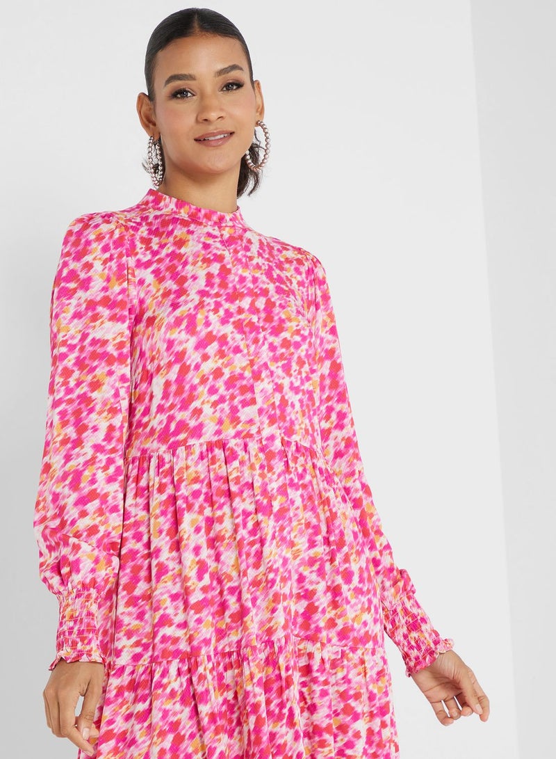 Floral Printed Puff Sleeve Dress