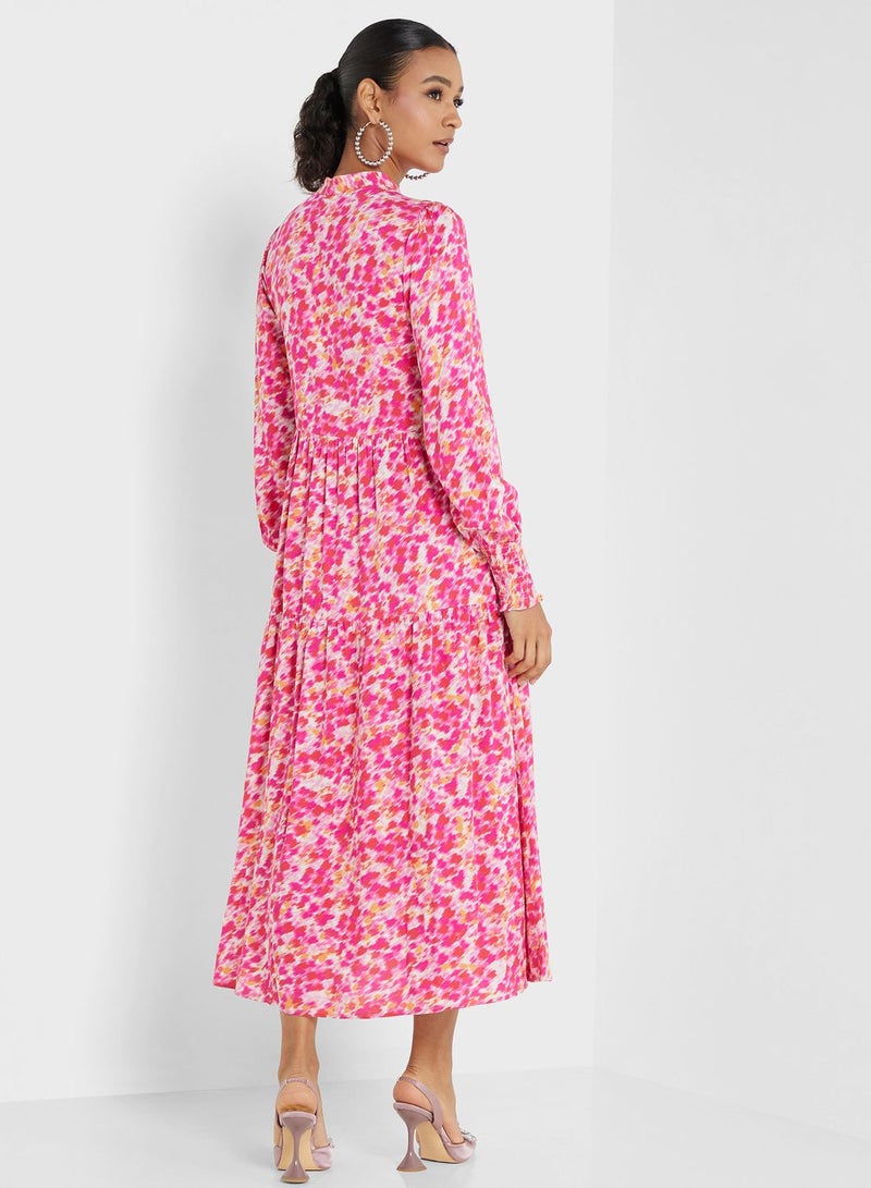 Floral Printed Puff Sleeve Dress
