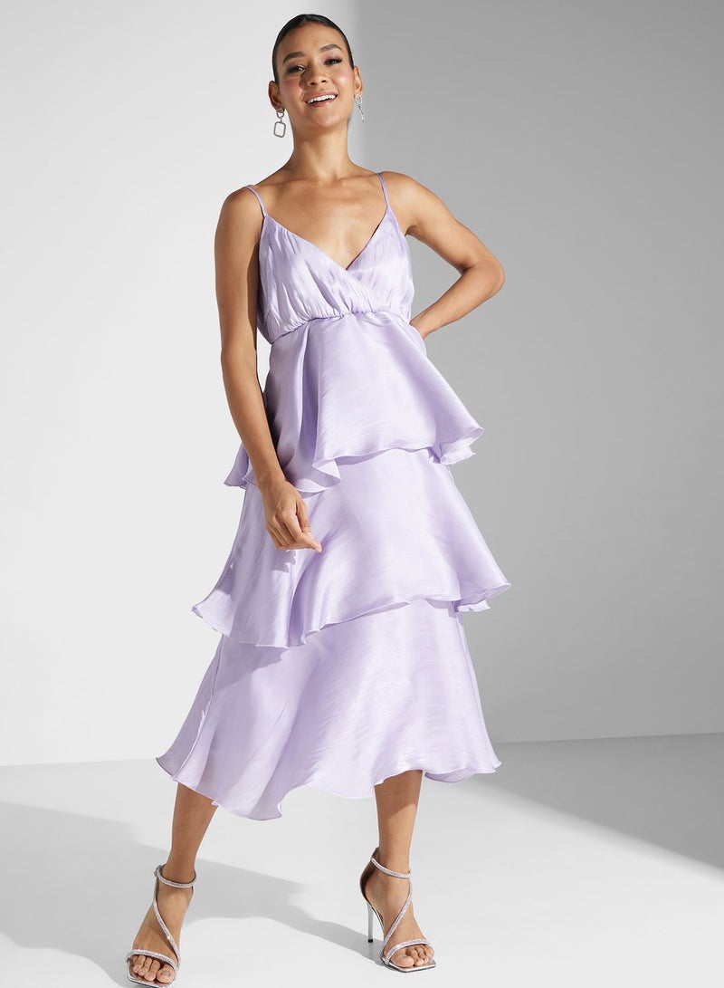 V-Neck Wrap Detail Dress