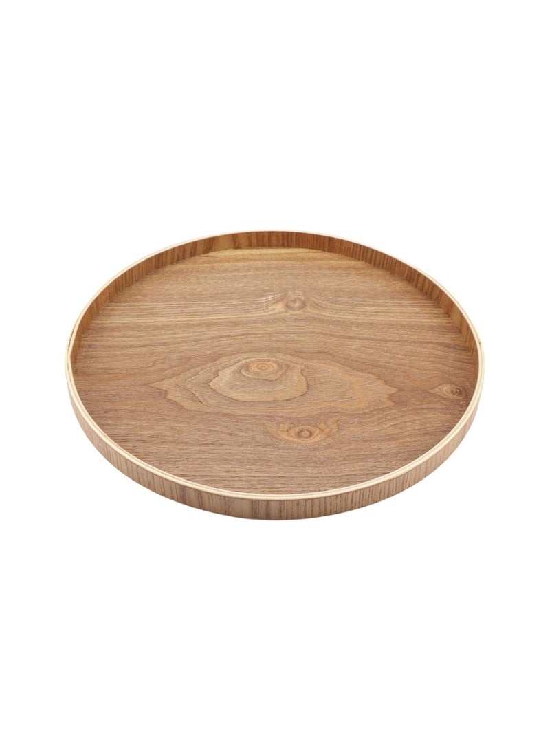 Wooden Serving Tray, All-Natural Wooden Serving Tray Round Plate, Decoration for Fruit Cotainer Coffee Shop Household(33cm)
