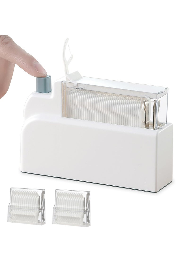 Dental Floss Pick Dispenser for Home and Travel Pop up Flossers Holder White Dispenser Sealed Storage with 40 Count Professional Clean Flossers More Hygienic Dental Cleaning White