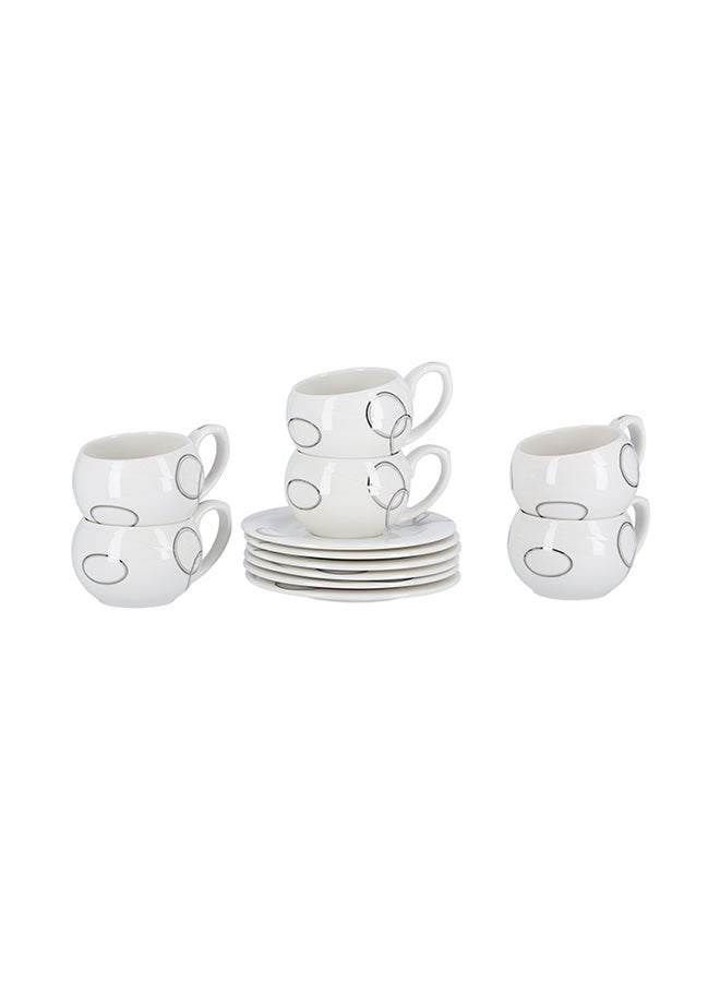 6-Piece Cup & Saucer Set White/Black standard