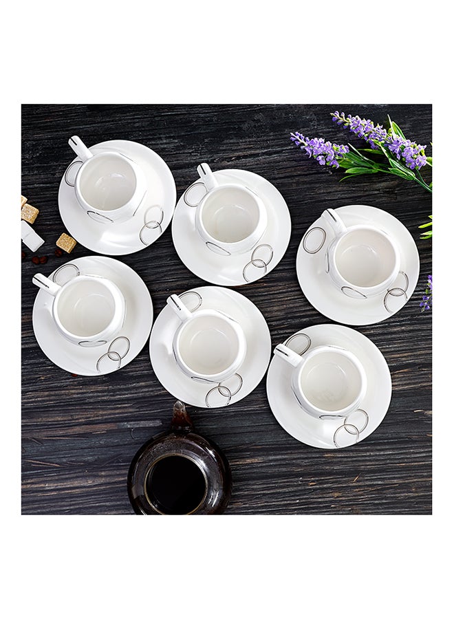 6-Piece Cup & Saucer Set White/Black standard