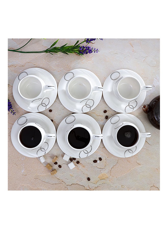 6-Piece Cup & Saucer Set White/Black standard