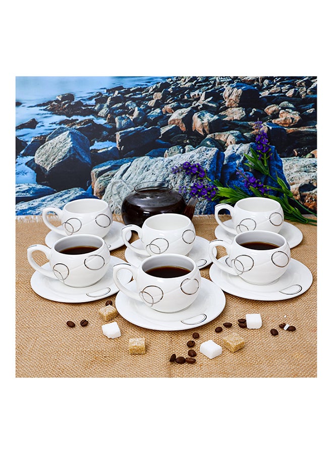 6-Piece Cup & Saucer Set White/Black standard