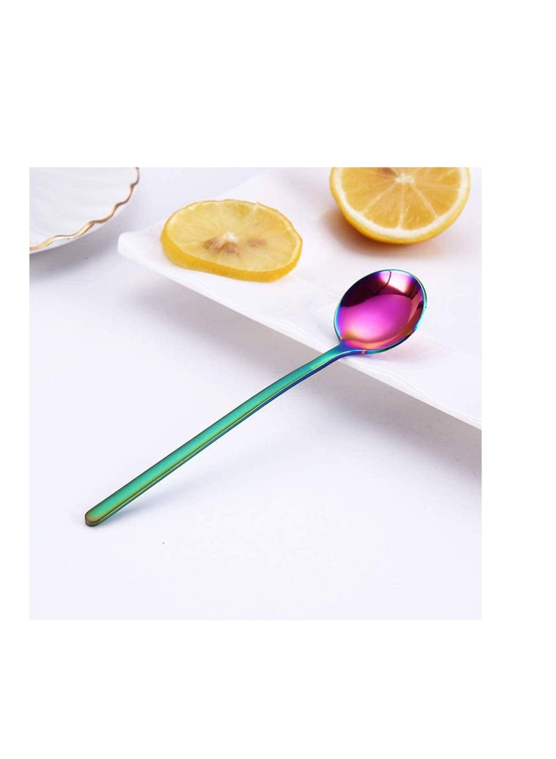 Rainbow Coffee Spoons, Stainless Steel Small Espresso Spoons Frosted Handle 5.3-Inch, for Espresso Tea, Coffee, Ice Cream, Sugar Dessert Cake, and Suitable for Giving Gifts (8 Pieces)