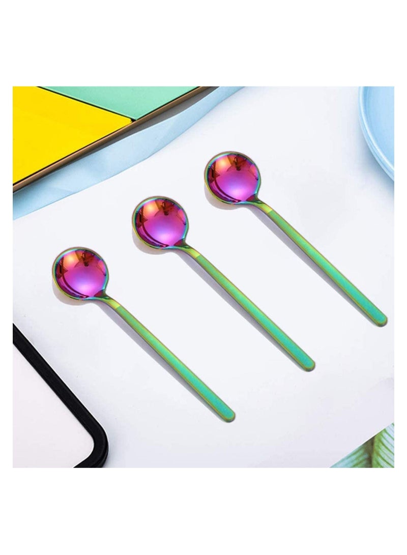 Rainbow Coffee Spoons, Stainless Steel Small Espresso Spoons Frosted Handle 5.3-Inch, for Espresso Tea, Coffee, Ice Cream, Sugar Dessert Cake, and Suitable for Giving Gifts (8 Pieces)