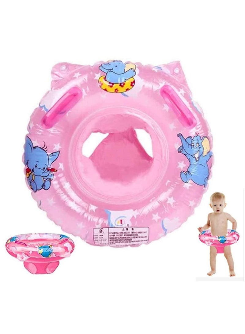 Swimming Ring Baby Inflatable Seat, Baby Swimming Pool with Float Pool Float Inflatable Summer Baby Boys Girls, Pool Toys Cartoon for Kids Toddles Aged 9 to 36 Months Pink