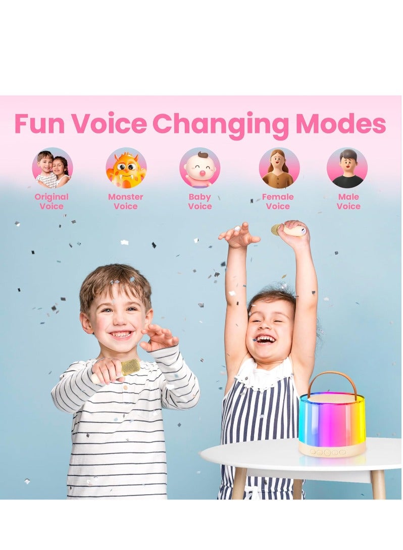 Mini Kids Karaoke Machine, Unique Gifts for Girls Boys with Colorful Lamp, Karaoke Toys for Kids with 2 Wireless Microphones, Toys for Girls Age 4, 5, 6, 7, 8, 9, 10, 12 + Year Old Birthday Party