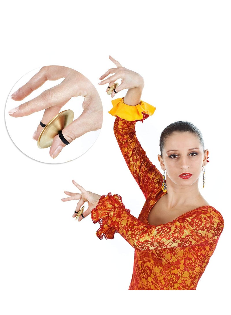 6 Pieces Finger Cymbals Belly Dancing Accessories Finger Dance Finger Zills Dance Finger Musical Instrument Sturdy Brass Finger Cymbals for Adults Kids for Dancer Party Brass Gold