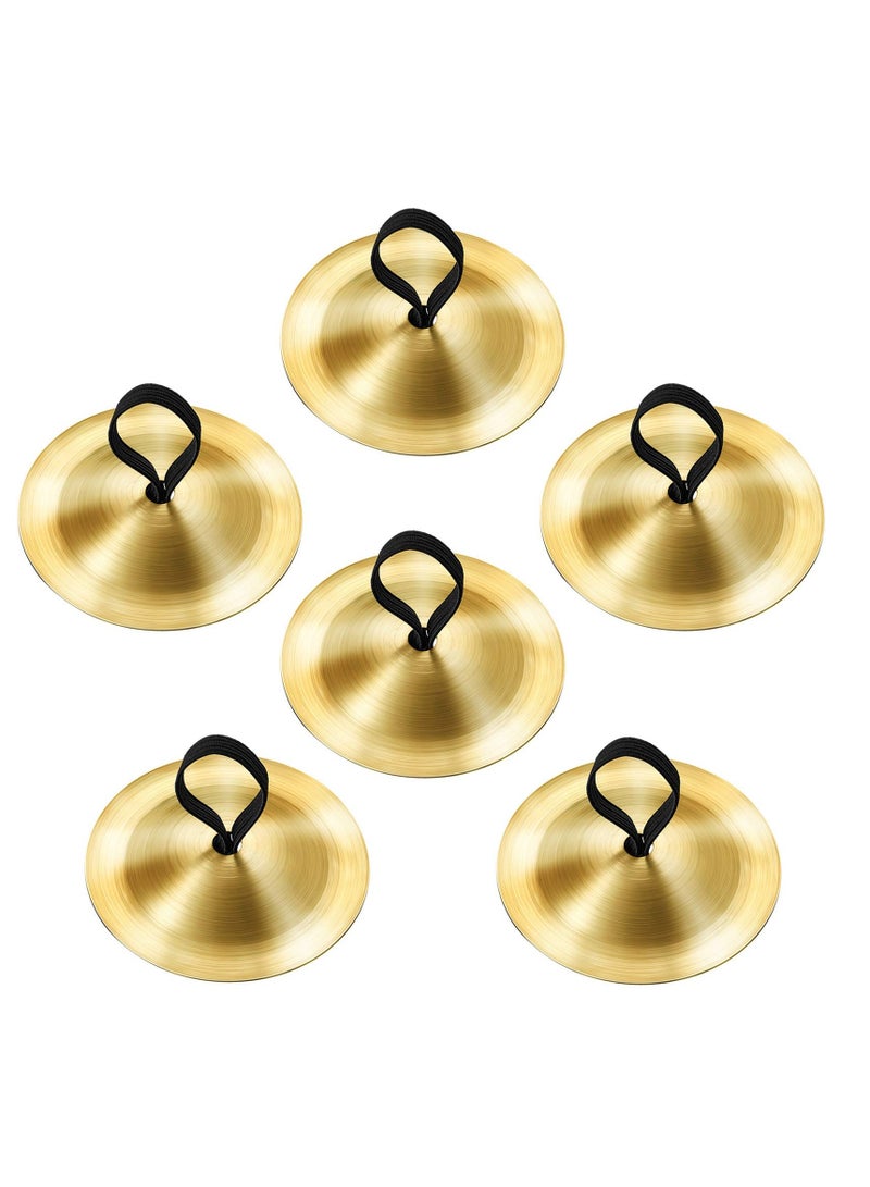 6 Pieces Finger Cymbals Belly Dancing Accessories Finger Dance Finger Zills Dance Finger Musical Instrument Sturdy Brass Finger Cymbals for Adults Kids for Dancer Party Brass Gold