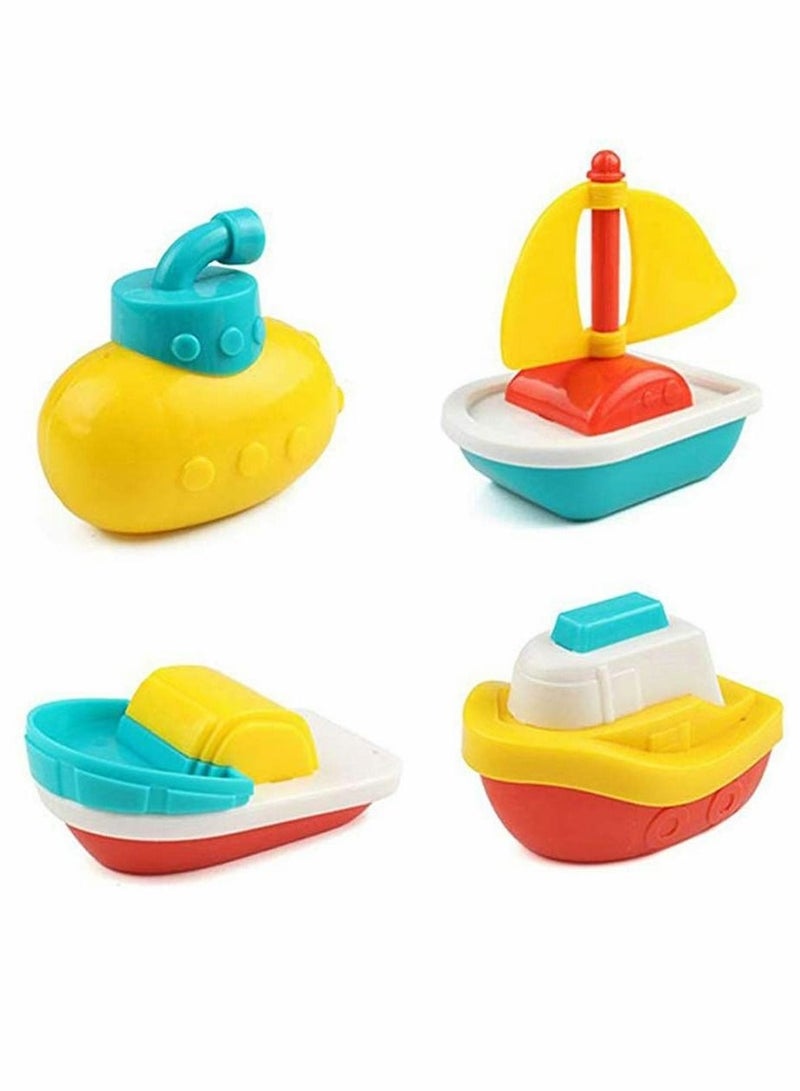 Bath Toys, 4 Pcs Floating Boat Plastic Ship Model, Colorful Pool, Summer Water Toys, Bath Tub Toys for Toddlers Kids Boys Girls, Bathtub Ship Toy