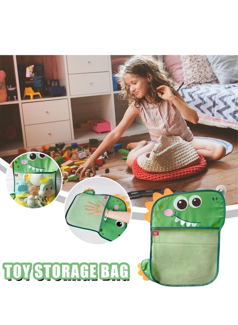 2 Pack Mesh Bath Toy Organizer, Duck & Dinosaur Extra Bath Toy Storage Net & 4 Strong Hooks, Shower Caddy Solution for Kids & Toddlers