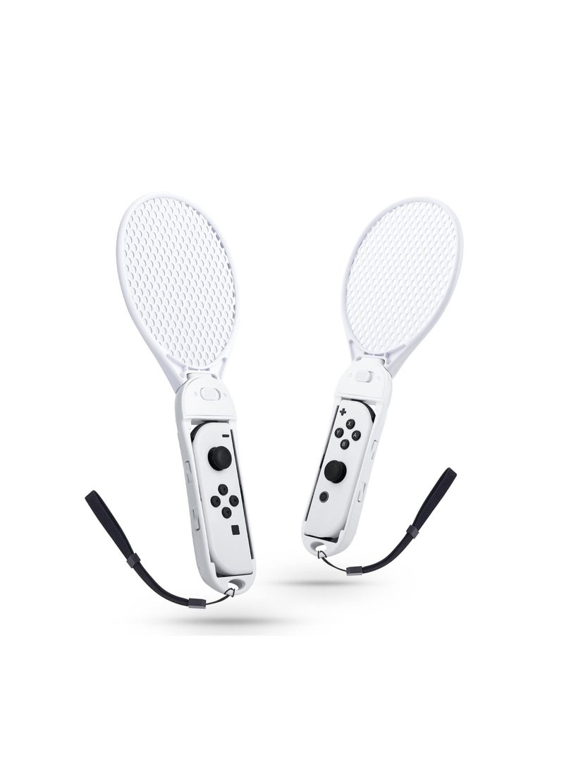Detachable Tennis,  Fit for Switch & Switch OLED Joycon Controller Grip with Wrist Strap for Nintendo Switch Sports & Mario Tennis Aces White Accessories Enhance Gaming Experience (2 pack)