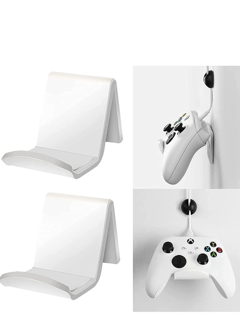 Controller Stand Gaming Accessories Universal Controller Holder 2 Pack for XBOX ONE PS4 PS5 SWITCH Controller Wall Mount with Cable Clips&Anti-Slip Pads (White)