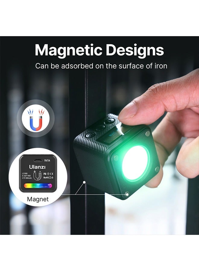 L2 RGB Mini COB Video Camera Light Dimmable 360° Full Color Light with Diffuser Honeycomb Photography for DSLR Camera