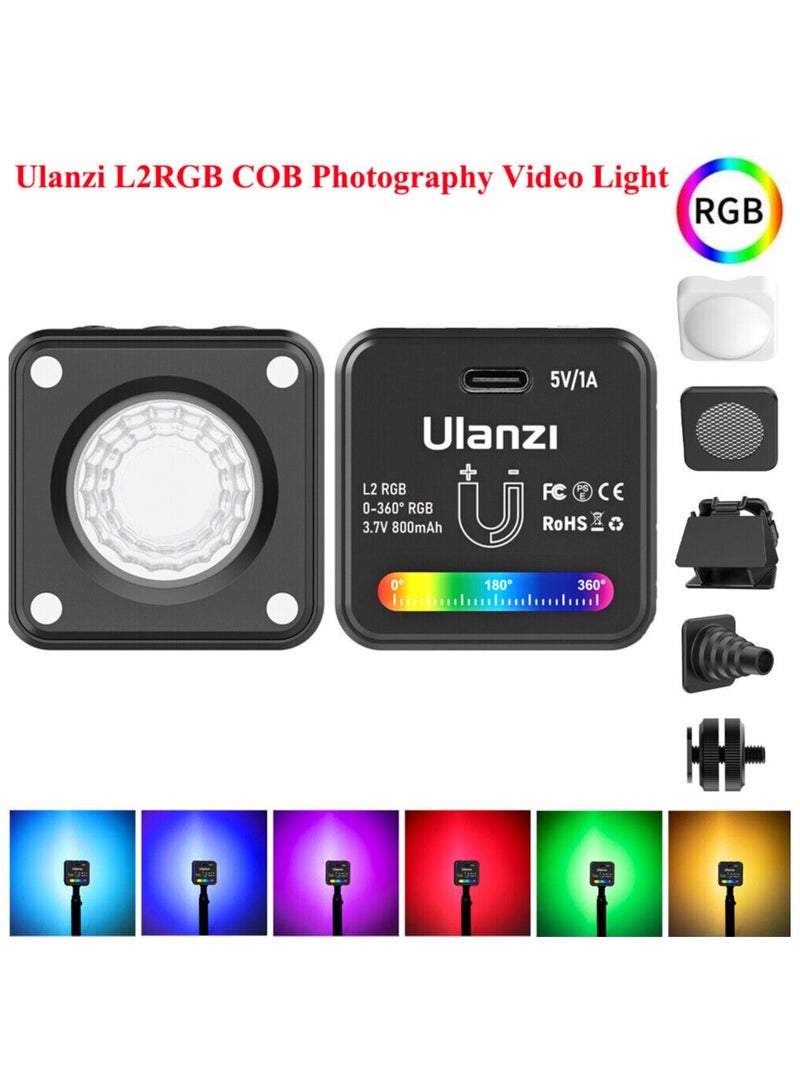 L2 RGB Mini COB Video Camera Light Dimmable 360° Full Color Light with Diffuser Honeycomb Photography for DSLR Camera