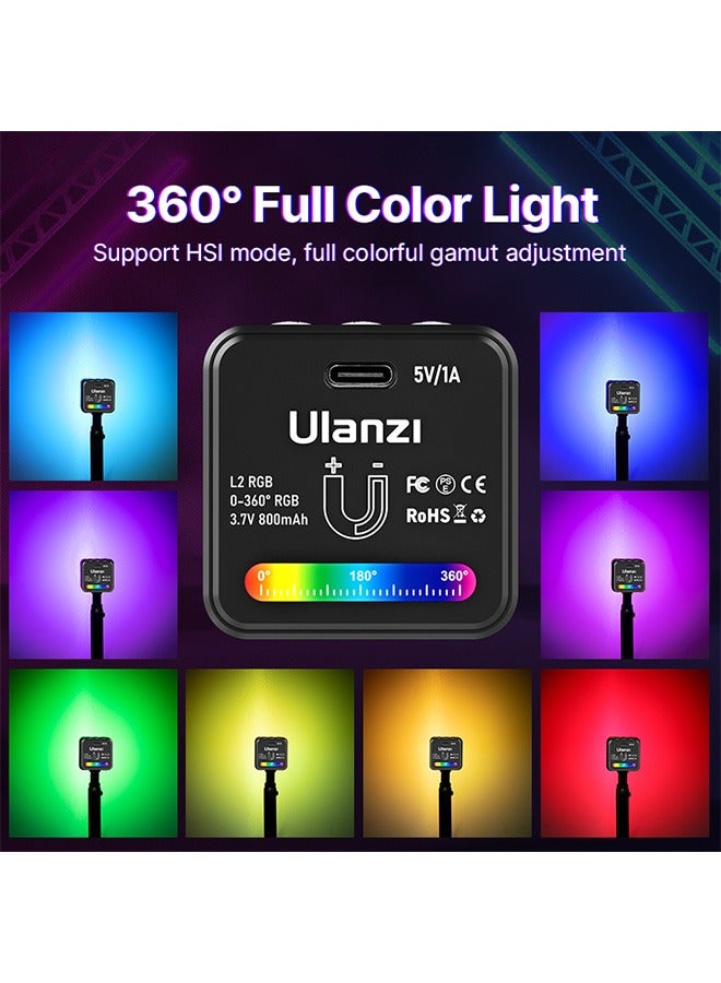 L2 RGB Mini COB Video Camera Light Dimmable 360° Full Color Light with Diffuser Honeycomb Photography for DSLR Camera