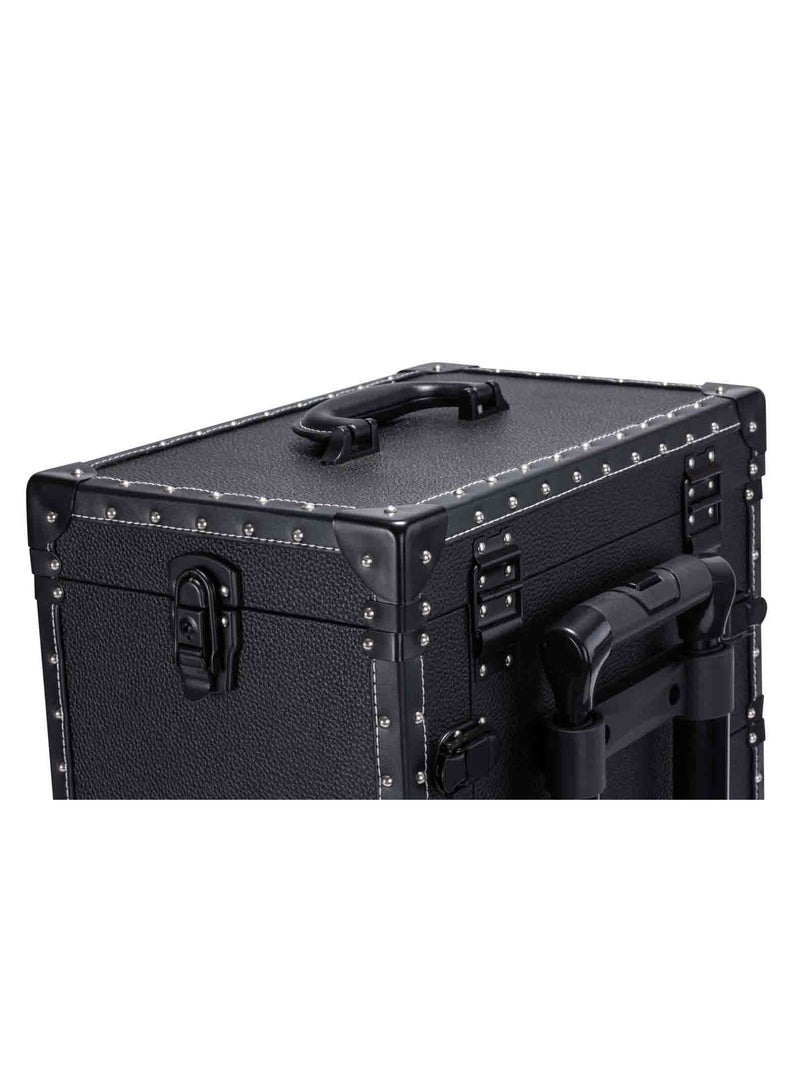 Professional 4 Wheels Rolling Makeup Cosmetic Train Case, Black