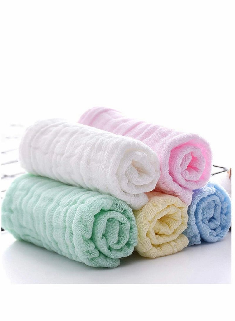 Baby Muslin Washcloths, 6 Layers Natural Muslin Cotton Baby Wipes, Newborn Baby Face Towel for Sensitive Skin, As Shower Gift Set, Extra Soft, Breathable, Reusable - 30x30cm, 5 Pack