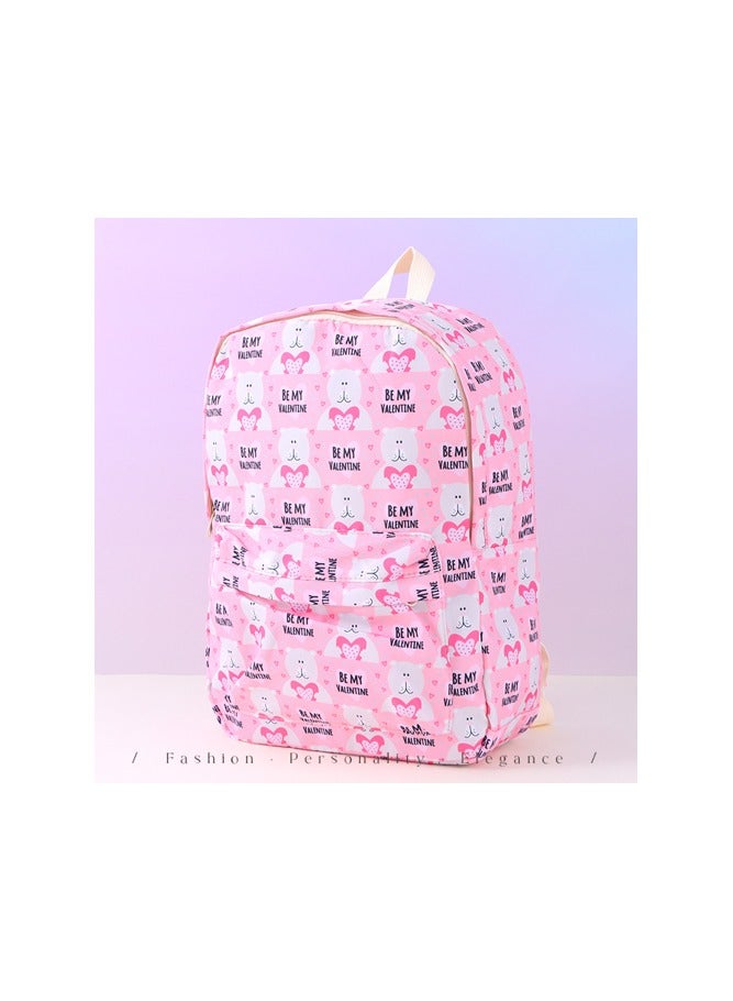 Loving-Heart Bear Casual Printed Backpack (Pink)