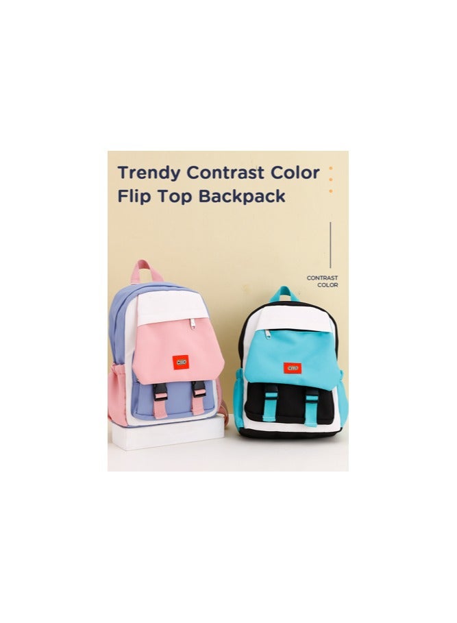 Trendy Contrast Color Flip Top Backpack for Kids