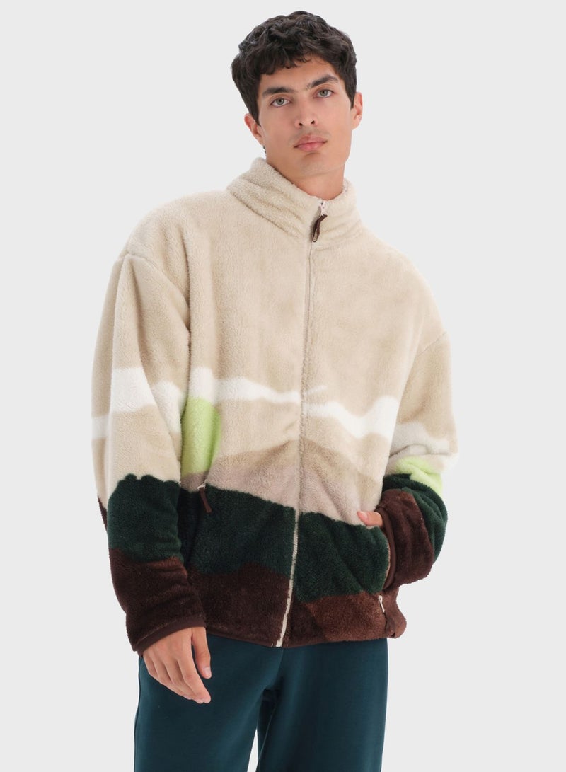 Colorblock Zippered Sweatshirt