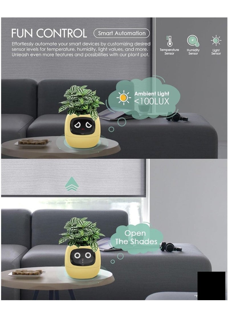 Smart Gardening : Creative Interaction Tamagotchi-Inspired Flower Pots - Cute Cartoon Mini Smart Garden for Indoor Spaces - Innovative APP-Controlled Flower Planter with Internet