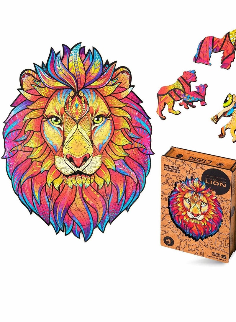 Wooden Jigsaw Puzzles Mysterious Lion 140 pcs Small 7.5