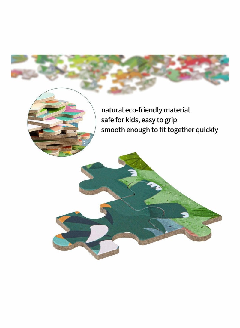 Dinosaur Puzzles for 3 4 5 6 Year Olds, 5-in-1 Dinosaur Jigsaw Puzzles with Iron Box for Storage, Dinosaur Toys Gifts for Boys, Girls, Kids and Children (Dinosaur Puzzles)