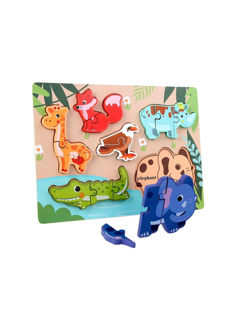Chunky Puzzle -Wooden for Kids Ages 2-4 Toddler Preschool for Boys Girls Wood Games for Children's Learning Gifts（Forest Animal）