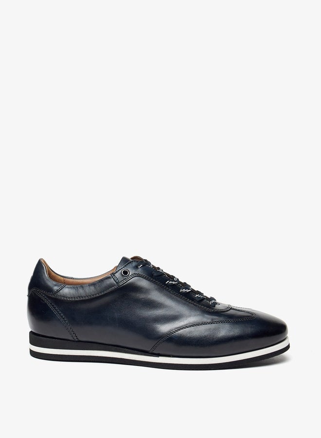 Men's Solid Shoes with Lace-Up Closure